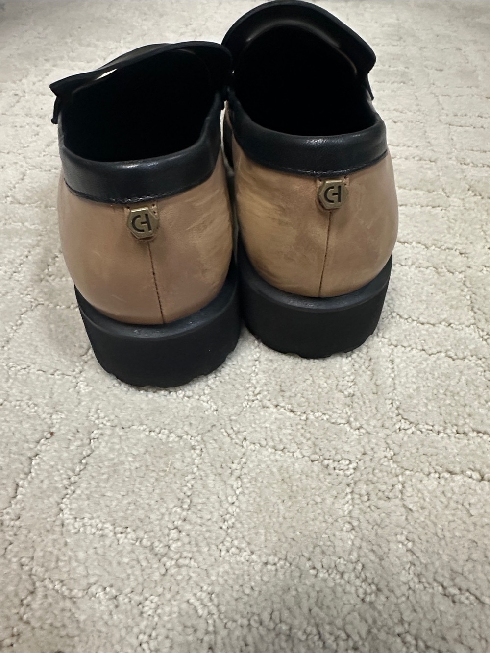 Cole Haan Black White Tan Leather Penny Loafers - Picture 3 of 7